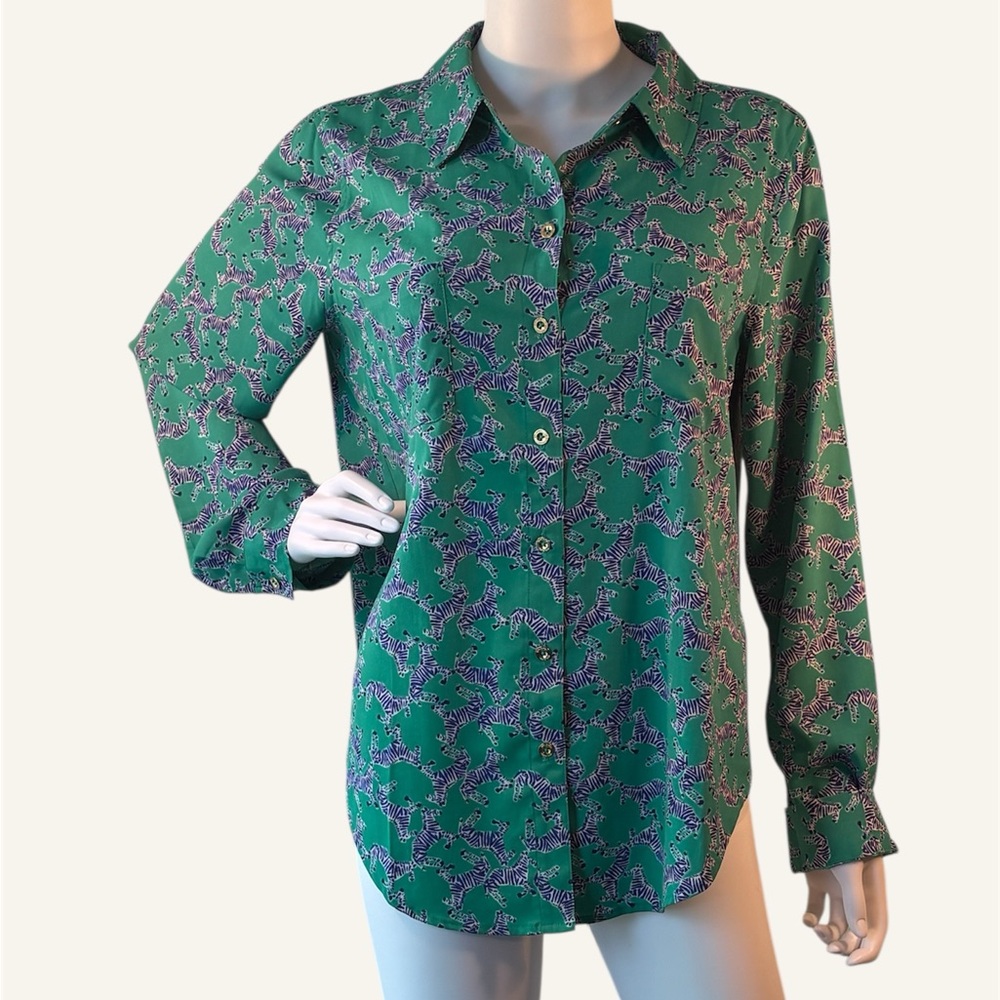 Lilly Pulitzer Sea View Top Blouse Size Large EUC